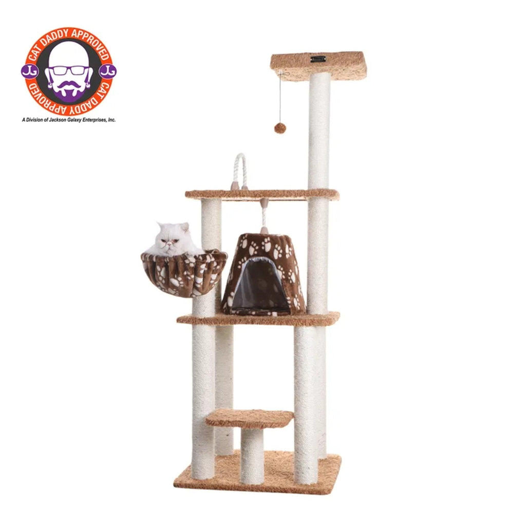 Armarkat Brown Carpet Cat Tower with Playhouse and Scratching Posts